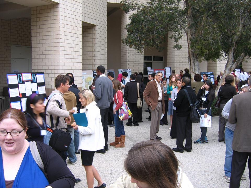 university grounds teeming with people and participants to the conference