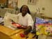 Club member Francine Blackstone, shows her pride, “I Love to SEW!”.