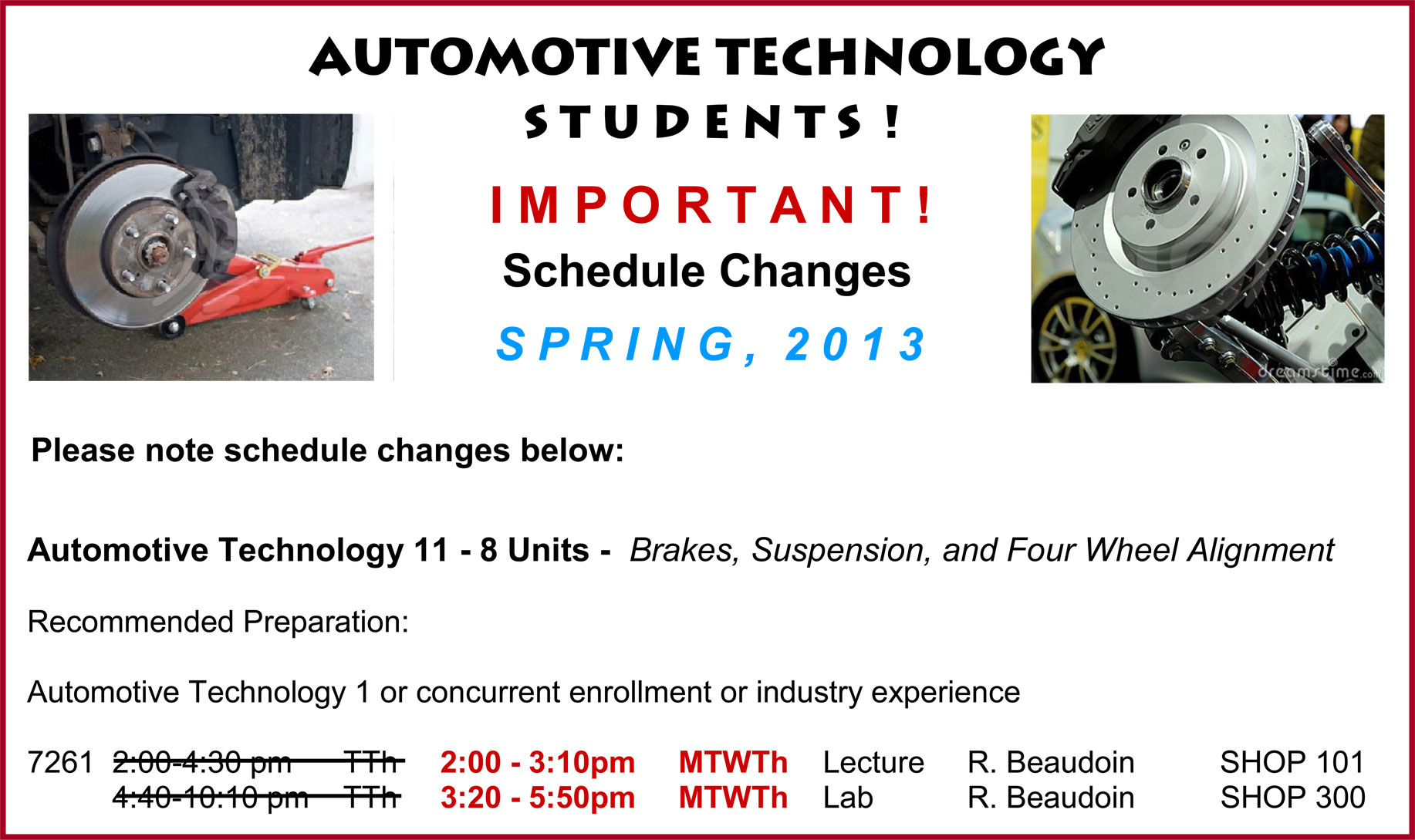 ATEC 11 Schedule Change