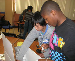 Students constructing a Solar Cooker