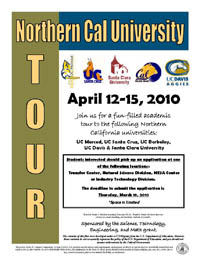 Northern Cal University Tour April 12-15, 2010
