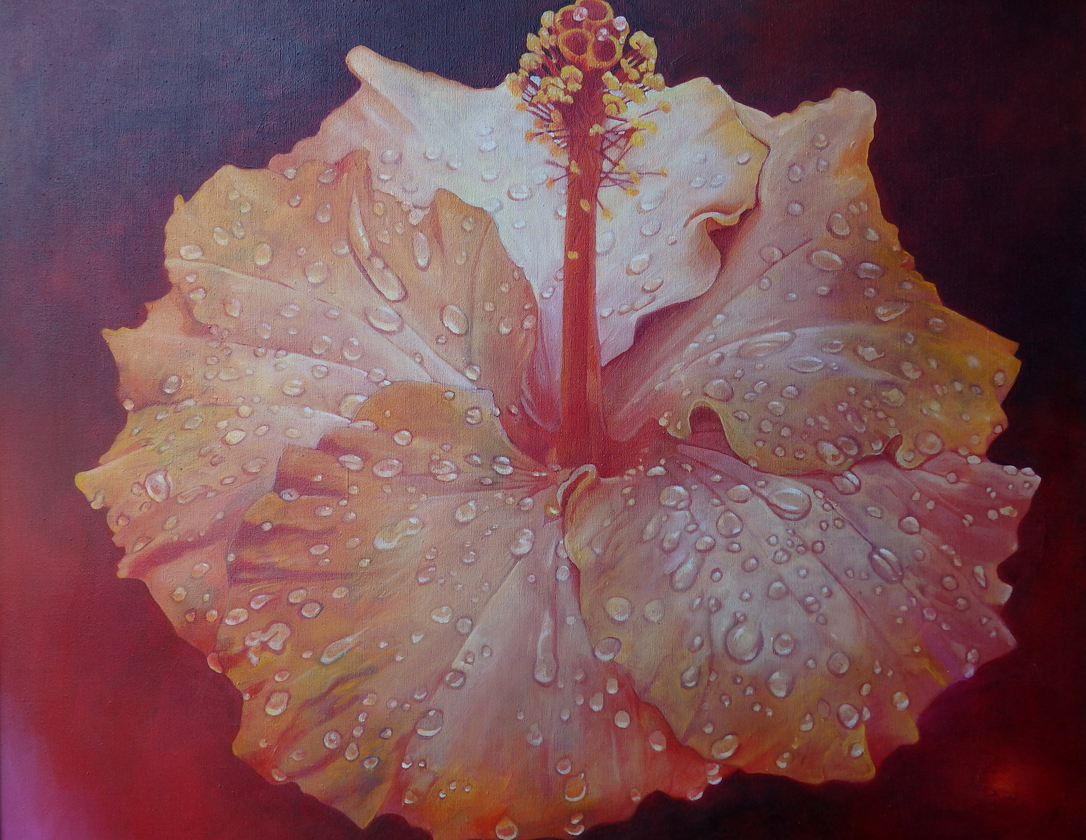 Raoul De la Sota; Hibiscus; Acrylic on canvas; 48x48"; 1973 Raoul De la Sota; Hibiscus; Acrylic on canvas; 48x48"; 1973