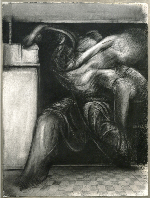 Harrison Storms; Beyond the Wall #11; Charcoal on Paper; 48”x36.5” Harrison Storms; Beyond the Wall #11; Charcoal on Paper; 48”x36.5”