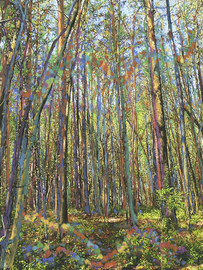 Nancy Mooslin; Blue Ridge Forest; Pigment Print and Watercolor; 20”x15” Nancy Mooslin; Blue Ridge Forest; Pigment Print and Watercolor; 20”x15”