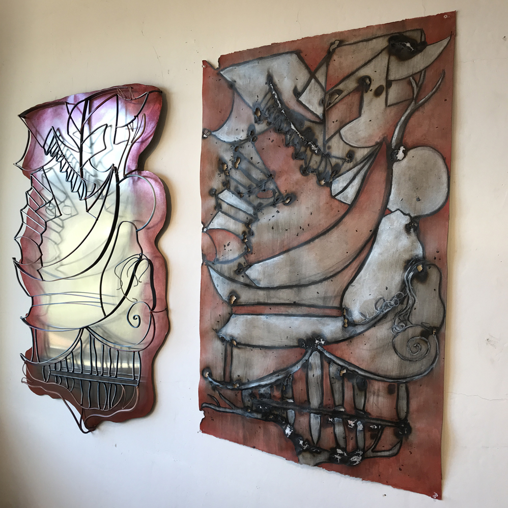 Karena Massengill; Shinto and Yesterday Echo; Arches w/c paper, acrylic and charcoal; 45”x29” Karena Massengill; Shinto and Yesterday Echo; Arches w/c paper, acrylic and charcoal; 45”x29”