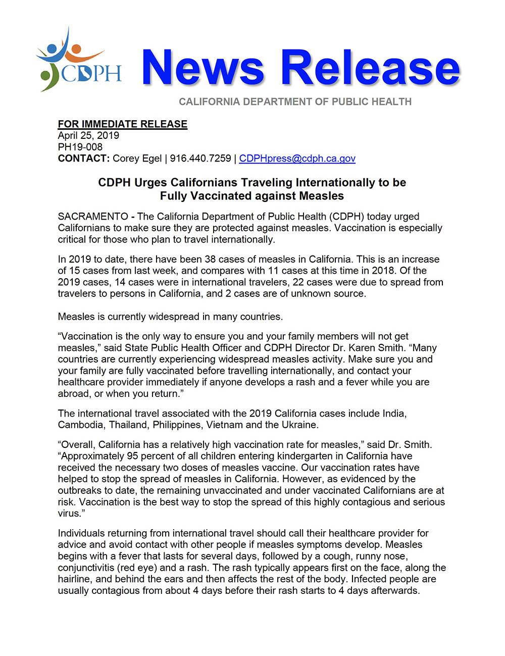 Measles Advisory Alert