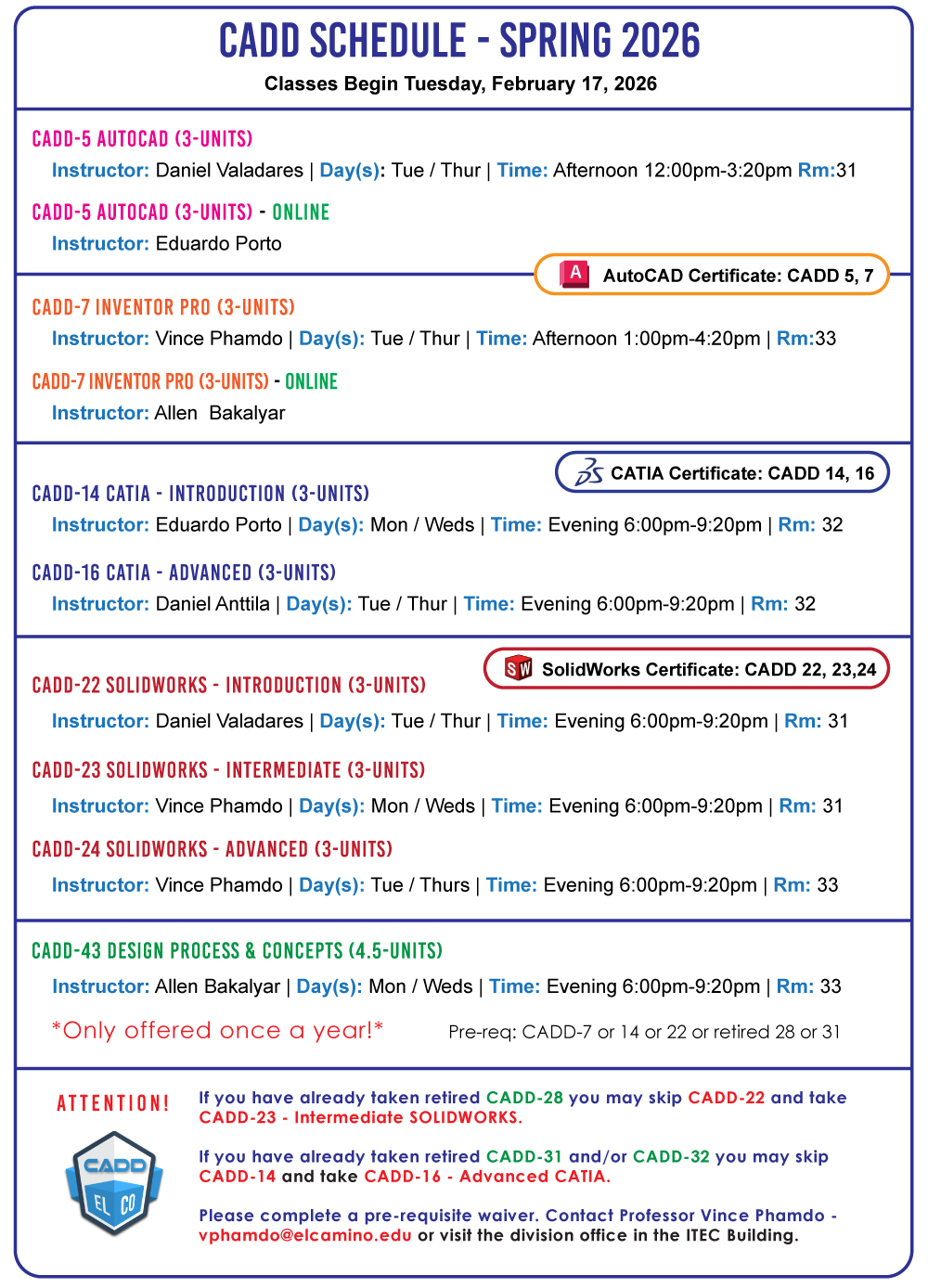 CADD 2026 Schedule CADD