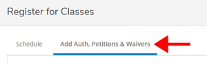 Add Auth, Petitions & Waivers tab