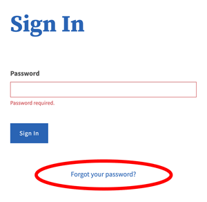 Sign In screen with Forgot your password link