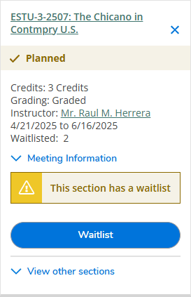 Screen showing a button to Waitlist
