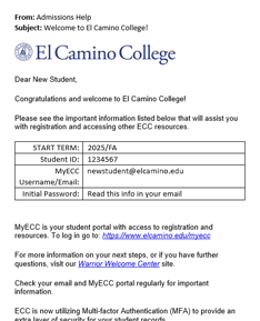 Sample of Welcome Email