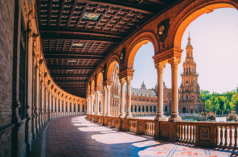 Beautiful view of the Plaza de Espana in Seville in Spain