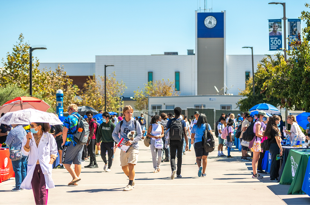 Students walking on campus
