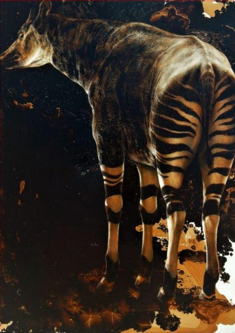 James Griffith; Okapi; tar on canvas; 58" x 42"; 2018