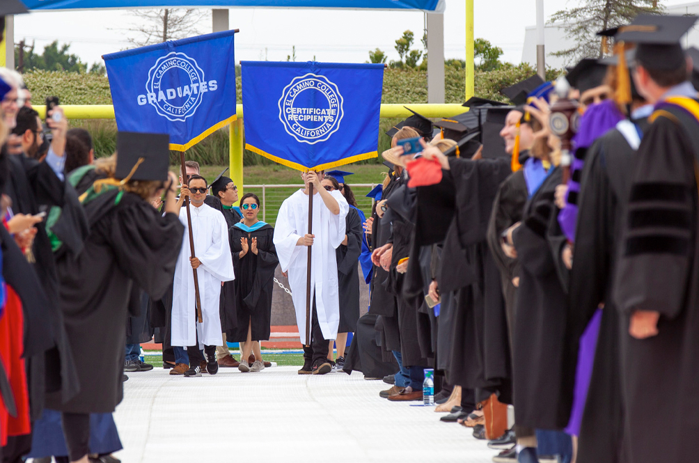 Aisle of honor at commencement.