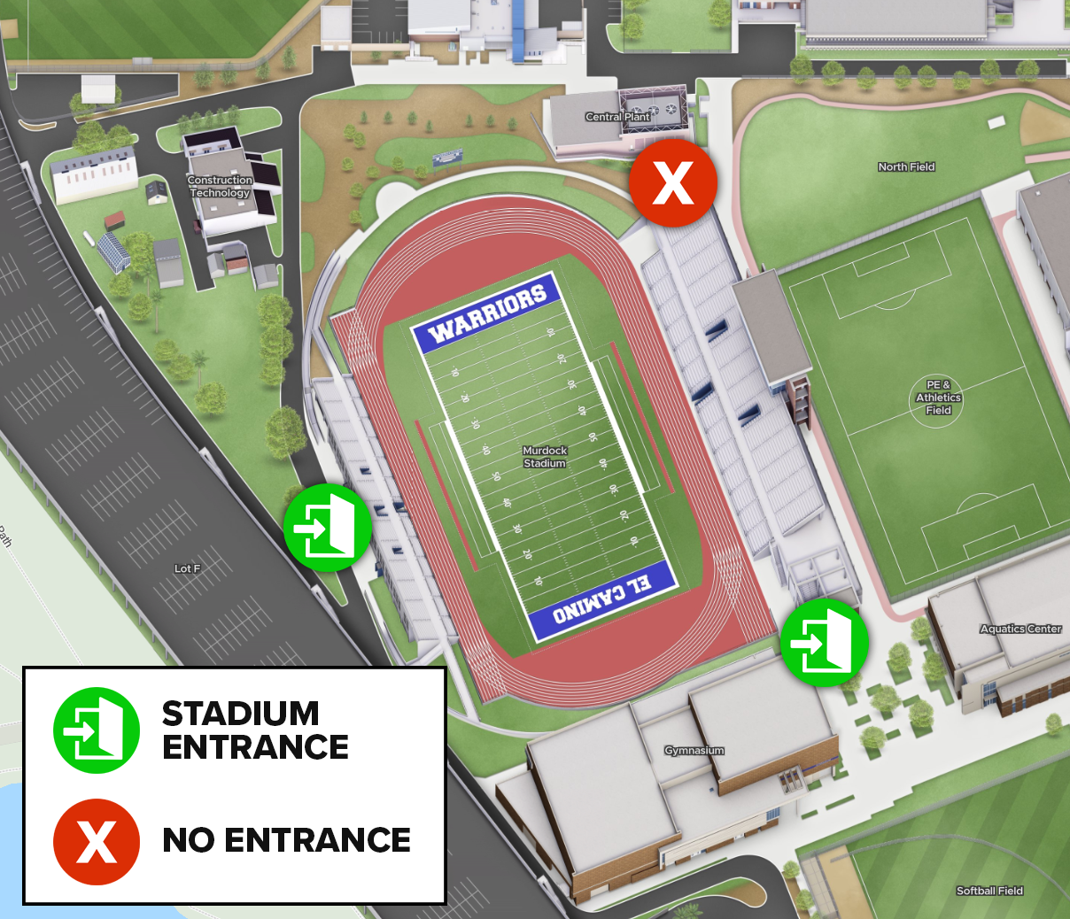 Map of Stadium Entrances for Commencement