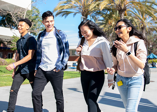 Students walking around campus
