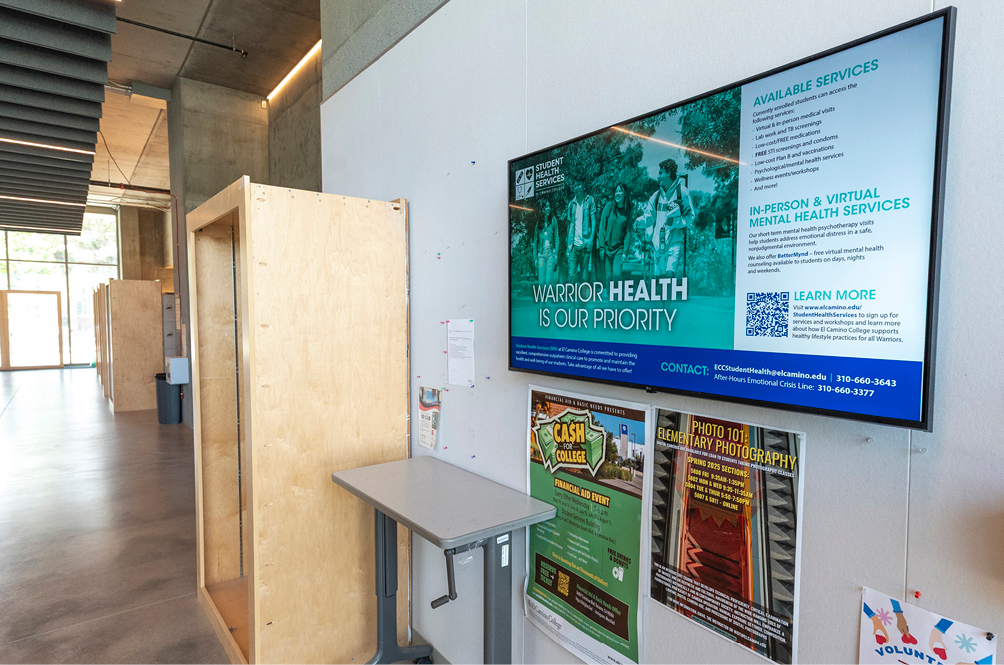 TV monitor displaying a promotional graphic.