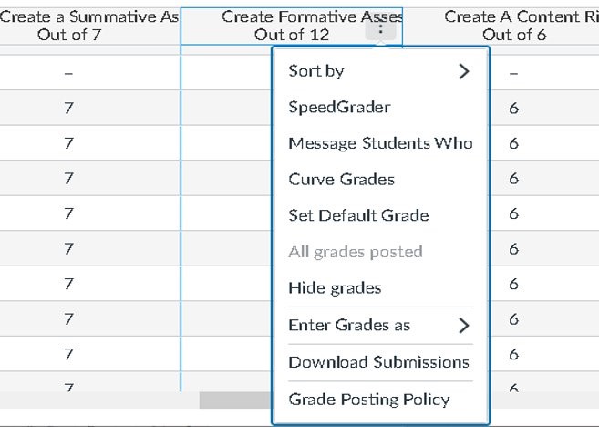  Canvas gradebook roster
