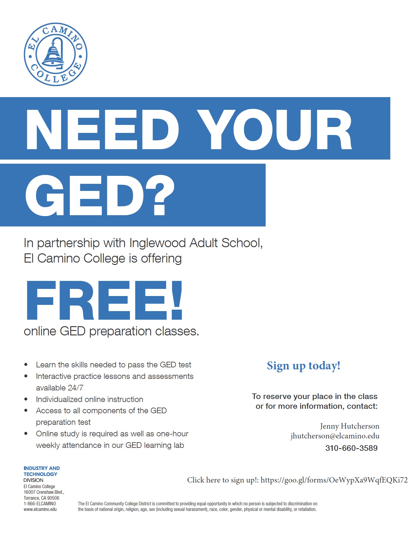 Classes & Registration – GED Preparation