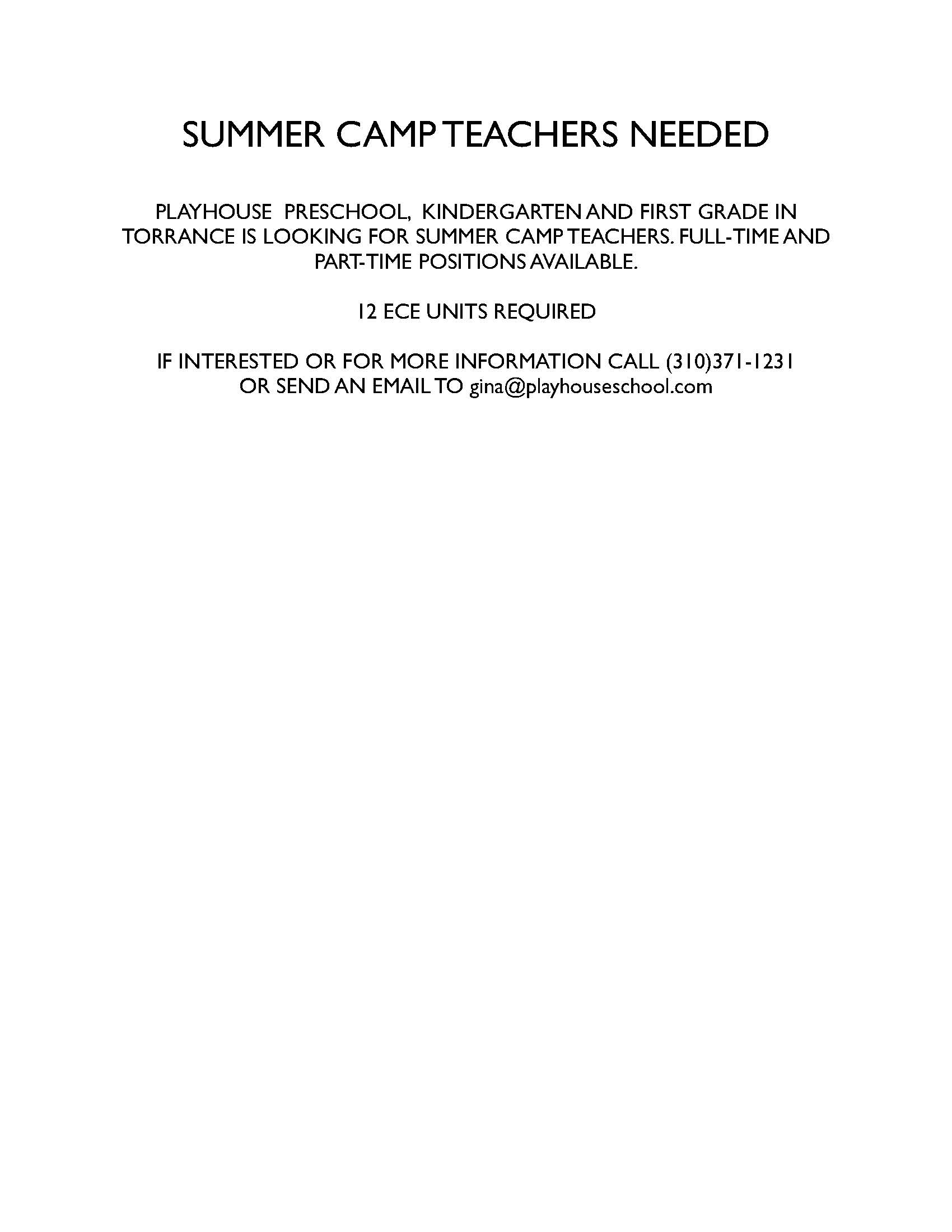 Need a Summer Job?