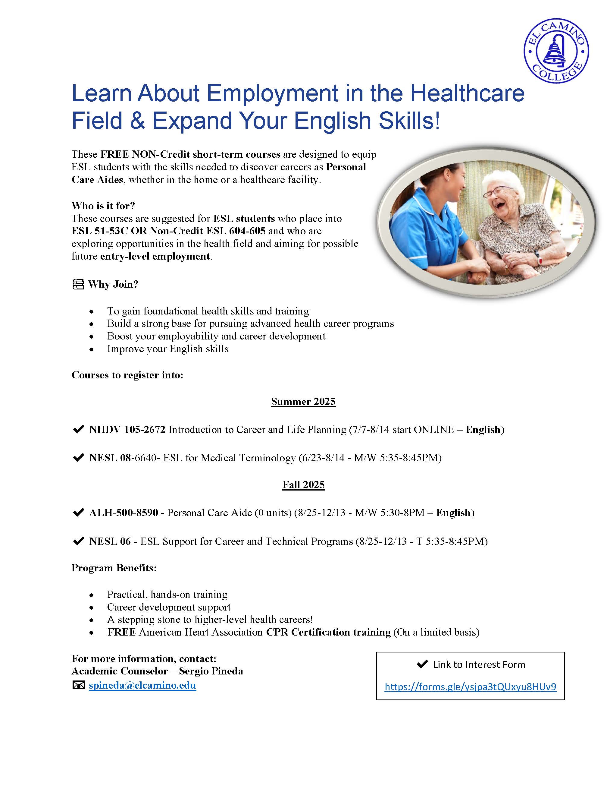 Free Personal Care Aide Program_English