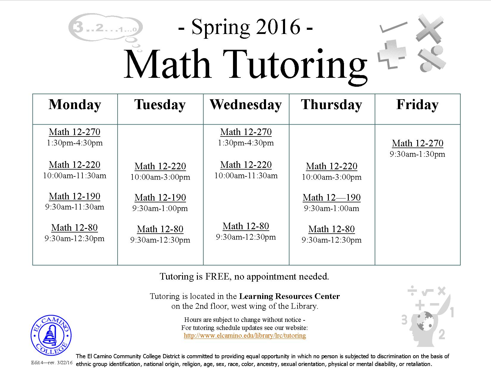Library / Learning Resources Unit Tutoring @ El Camino College