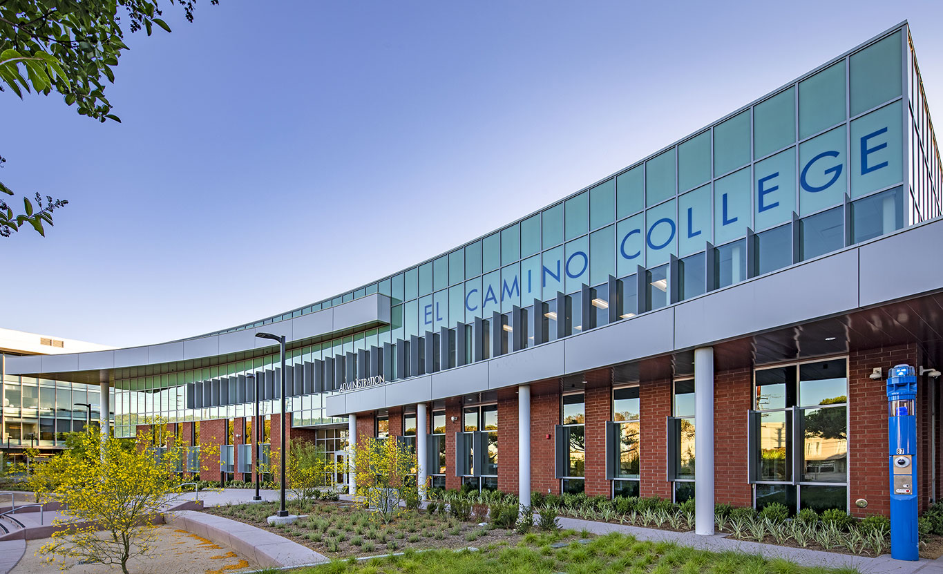 Front of the Administration Building at sunset