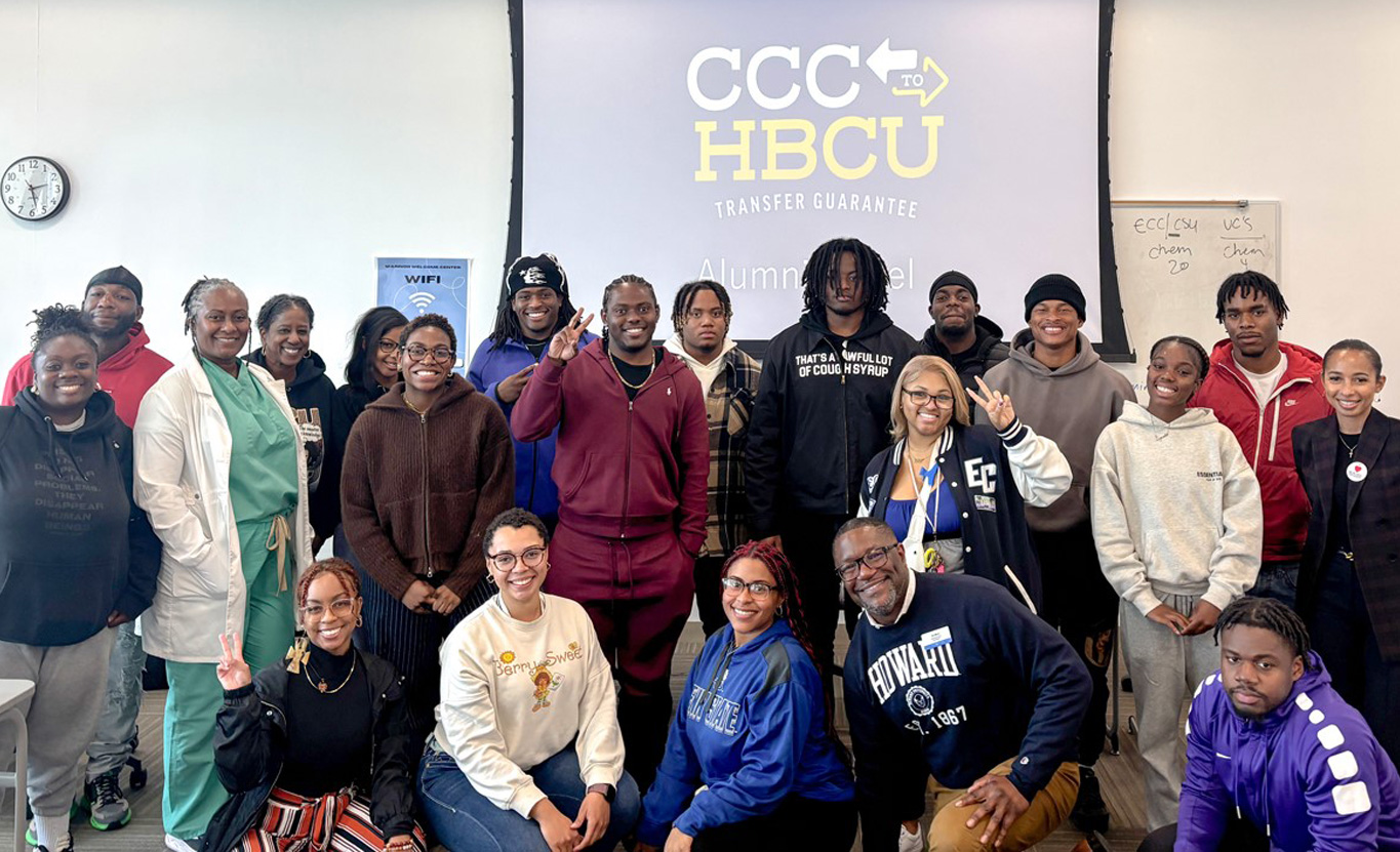 El Camino College faculty and staff represent their HBCU alma maters during a recent HBCU transfer discussion on campus.