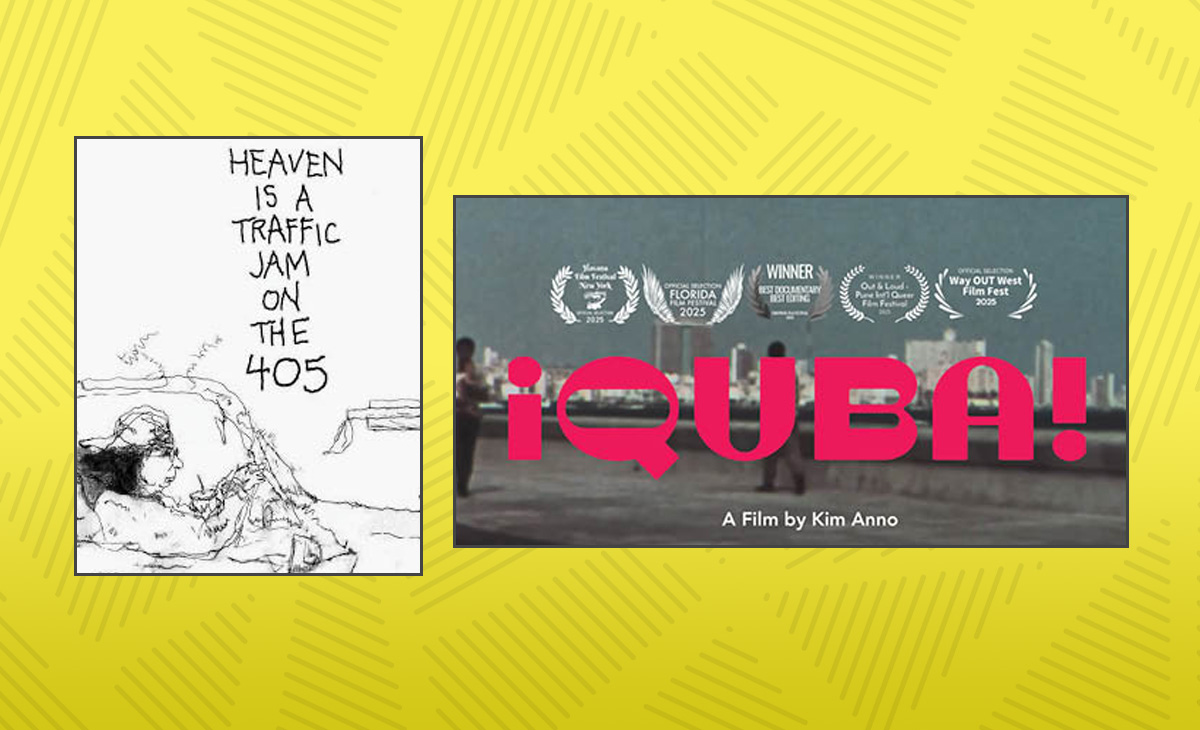 Film posters for "Heaven is a Traffic Jam on the 405" and "QUBA!"