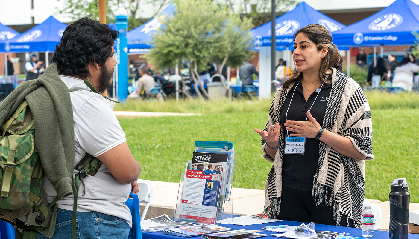 Student attending a job fair