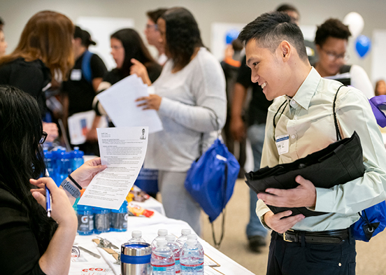 Student attending a job fair