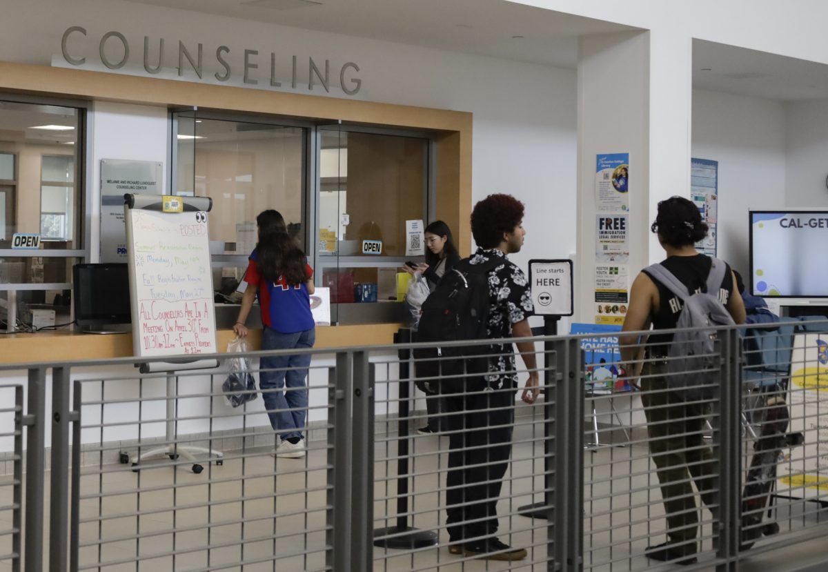 Lobby of counseling department with students waiting 