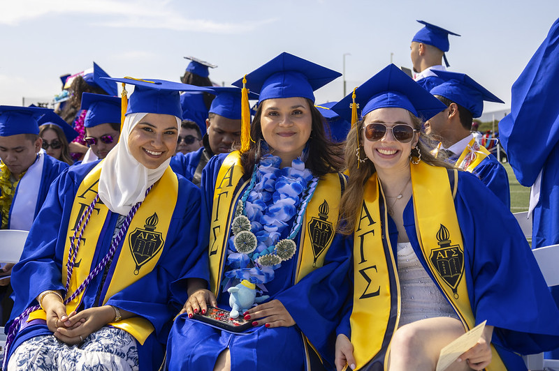 Students sitting at a commencement ceremony