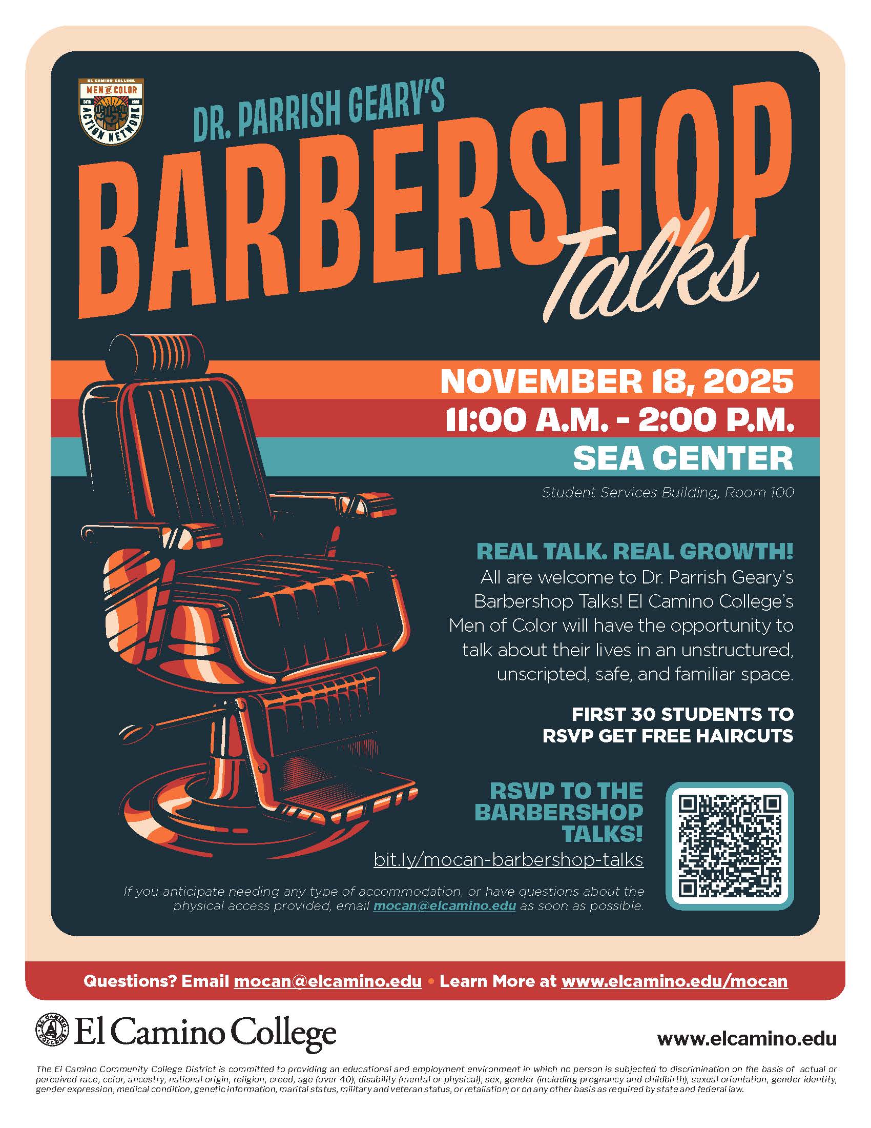 Flyer of MOCAN Barbershop Talk Event