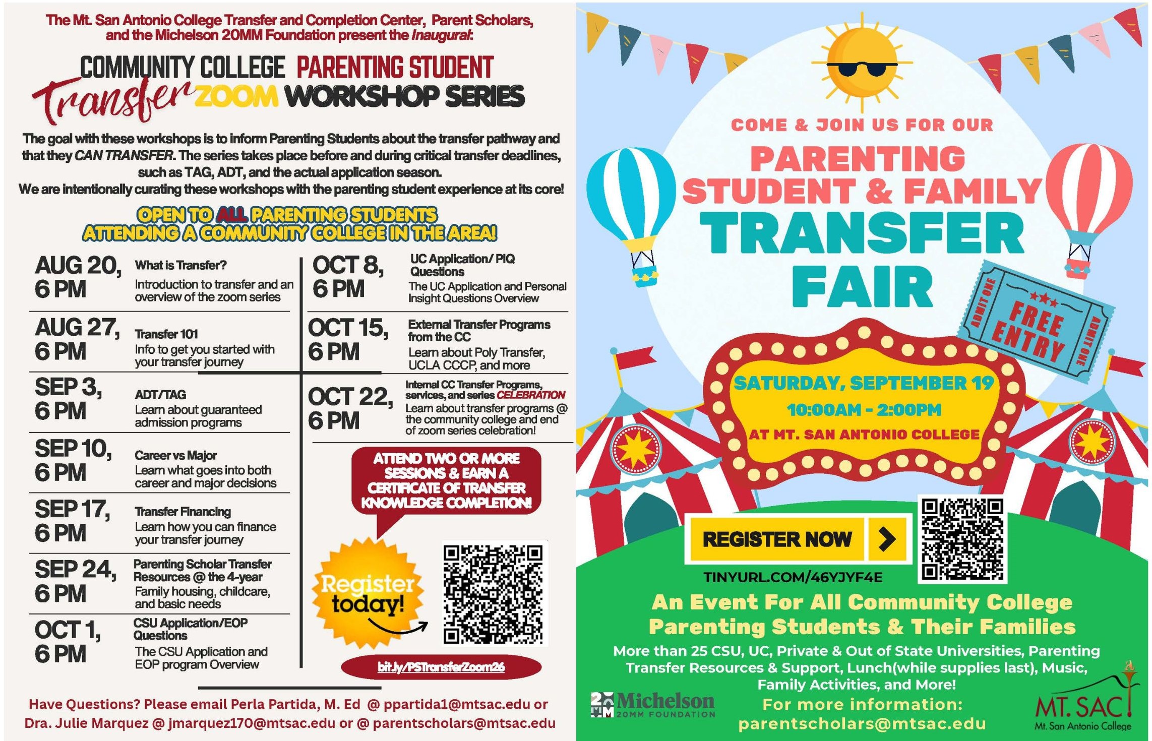 Mt SAC Workshops and Transfer Fair 2026